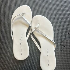 Kelly & Katie White Rhinestone Sandals for Beach